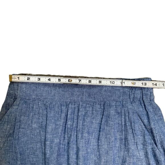 LOFT Outlet Blue Chambray Pleated A-Line Skirt Size XS Coastal Cowgirl Preppy - Picture 8 of 12